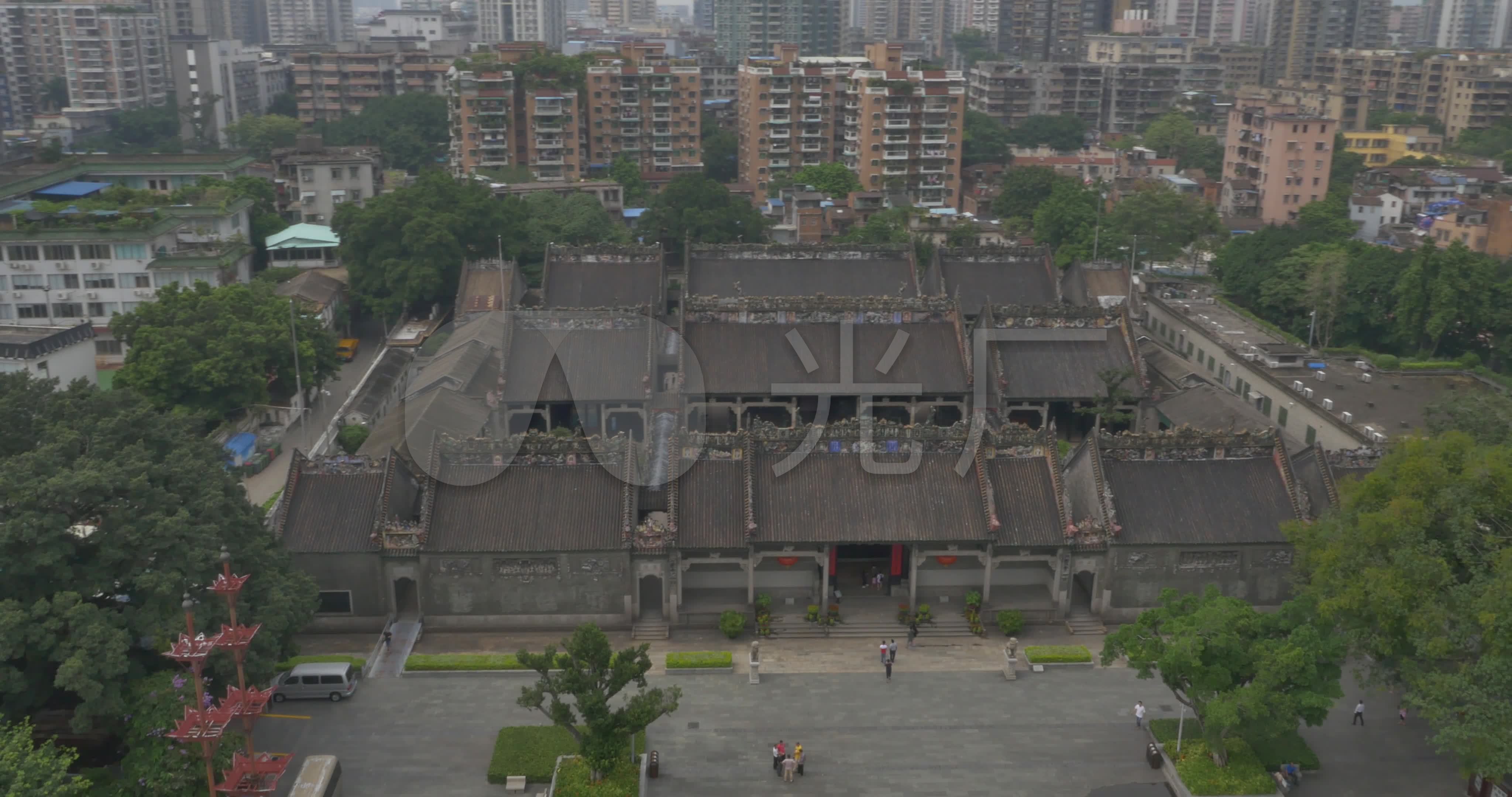 4k航拍城市广州陈家祠_4096x2160_高清视频素材下载(编号:1143764)
