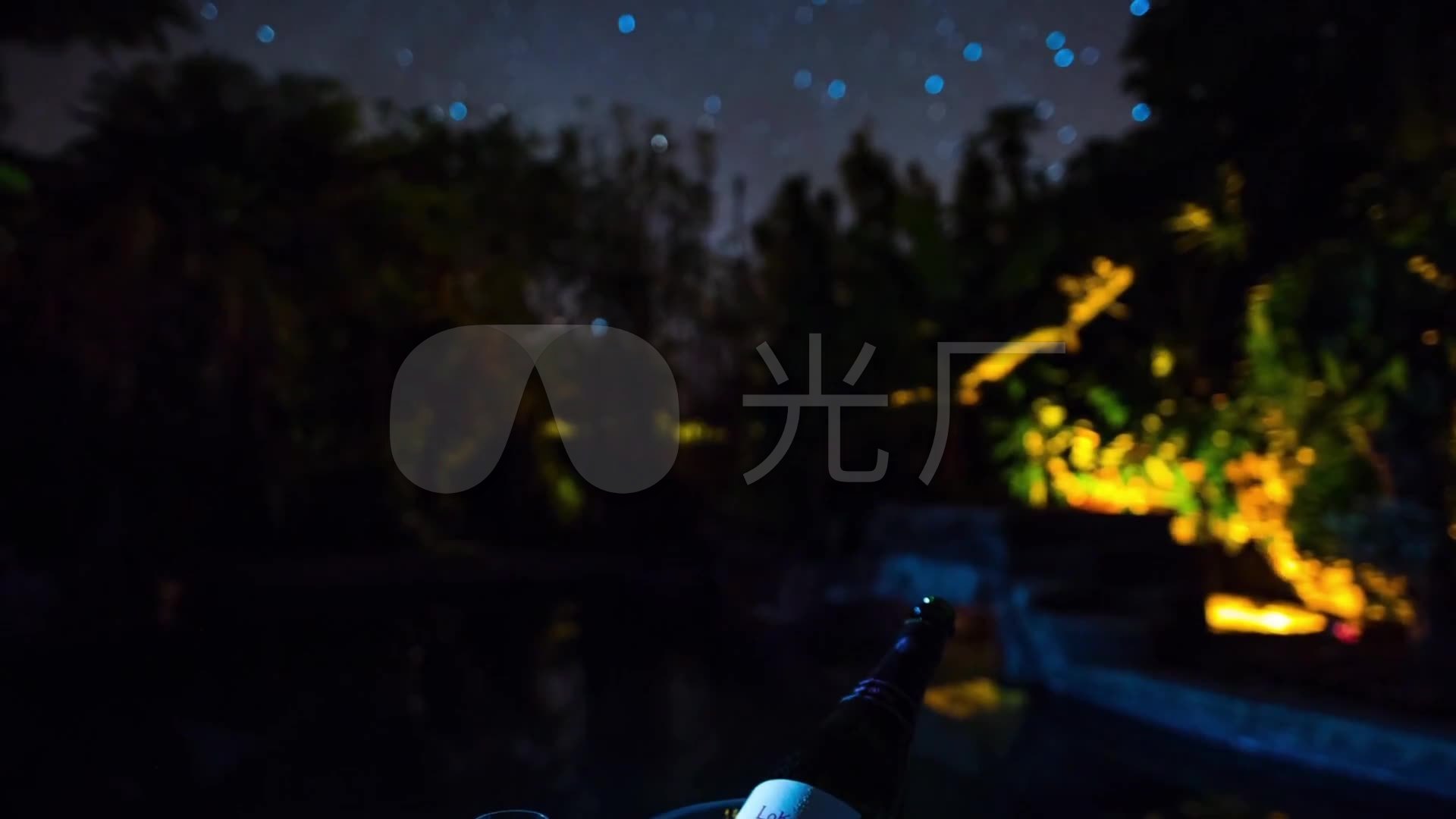 夜晚花园酒瓶星空