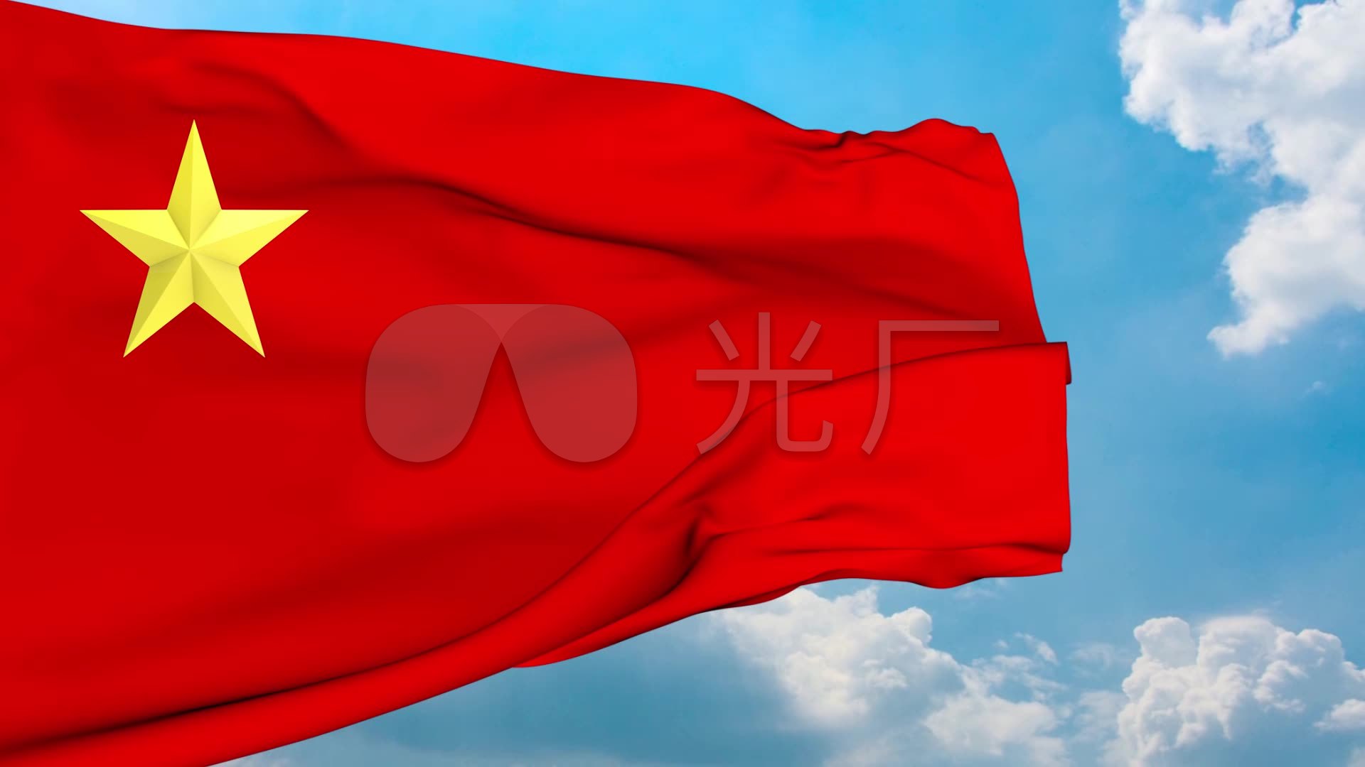 五星红旗白云蓝天_1920x1080_高清视频素材下载(编号