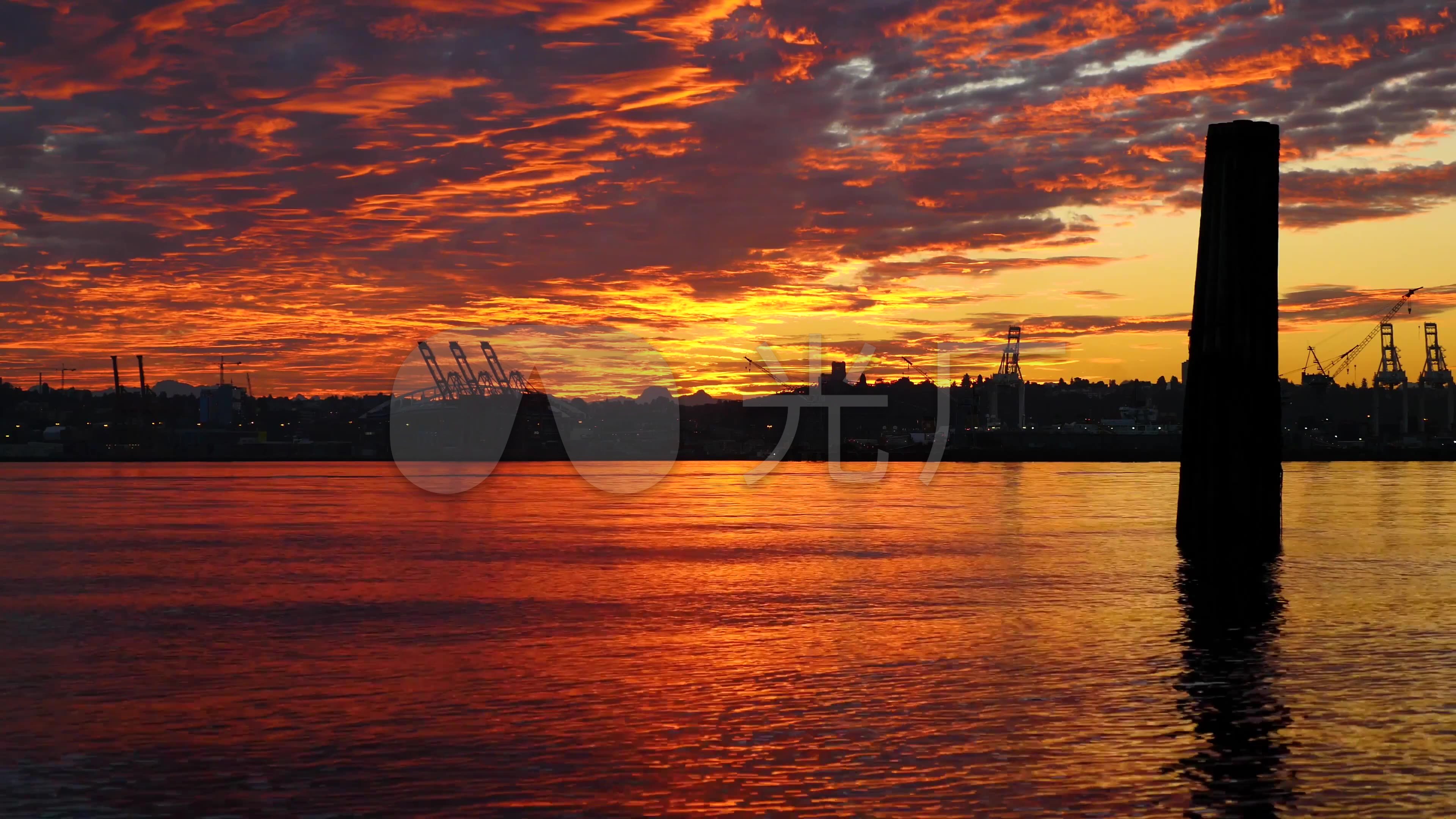 4k海滨城市唯美金色夕阳_3840x2160_高清视频素材下载