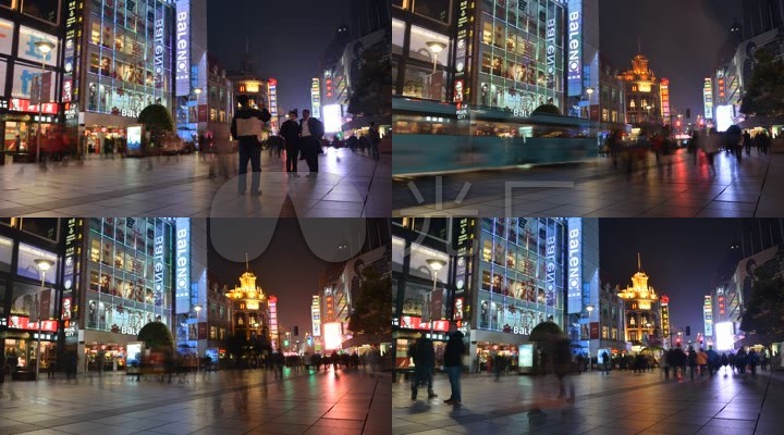 上海街头夜晚南京东路