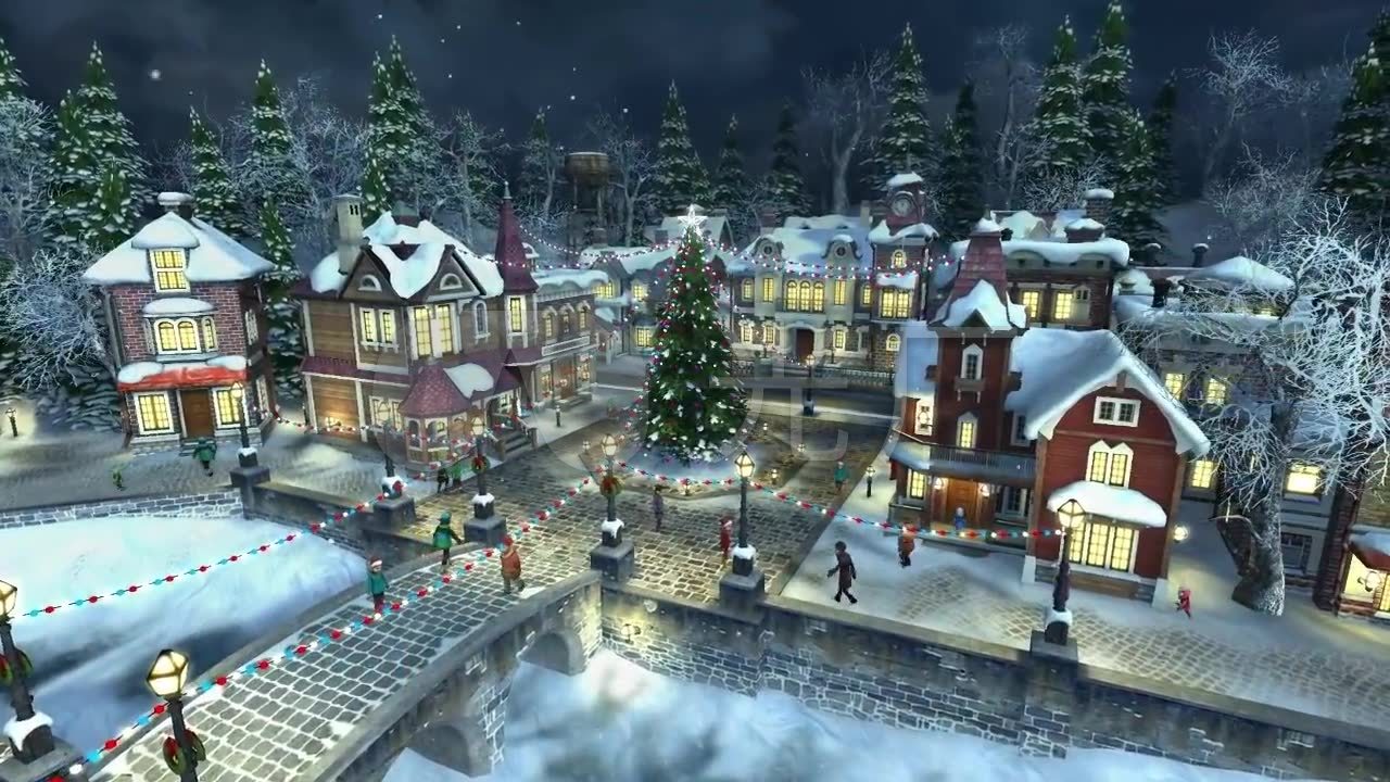 圣诞夜的小镇童话世界三维动画短片_1280x720_高清(:)