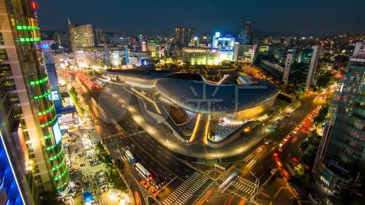 韩国东大门设计广场夜景延时摄影_1280x720_高清视频