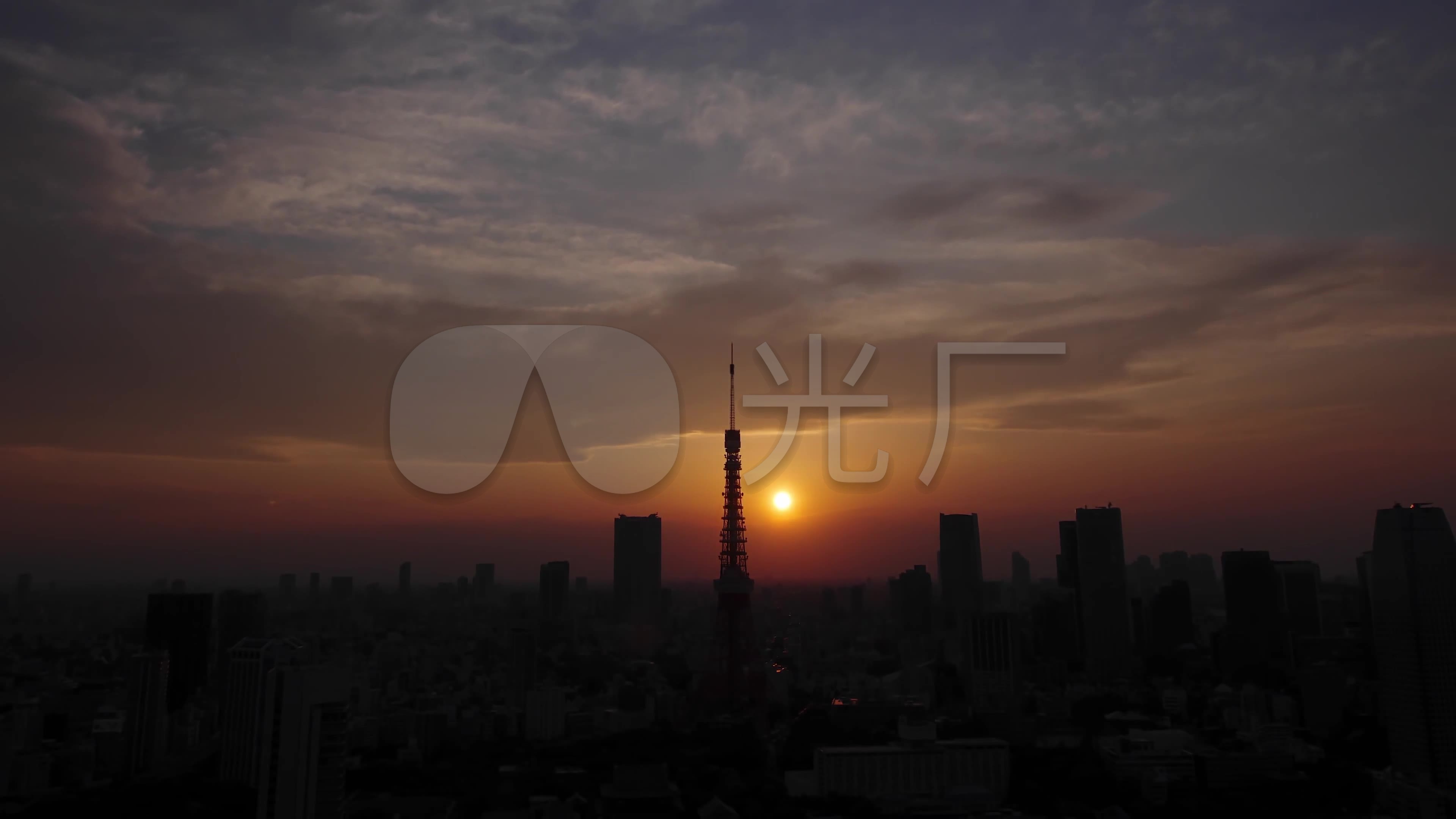 4k高清延时 夕阳美景 城市夜景
