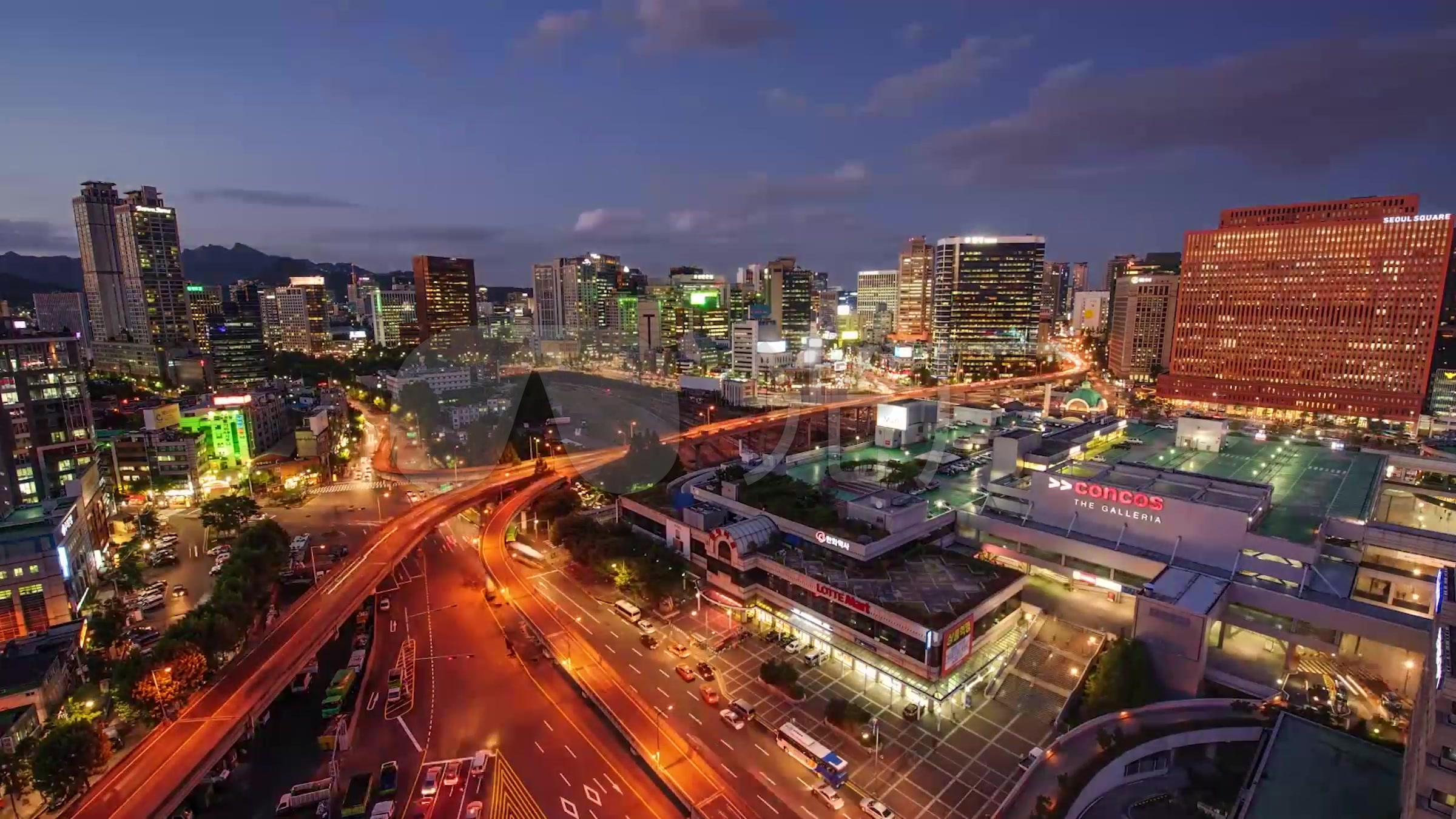 延时摄影韩国城市夜景