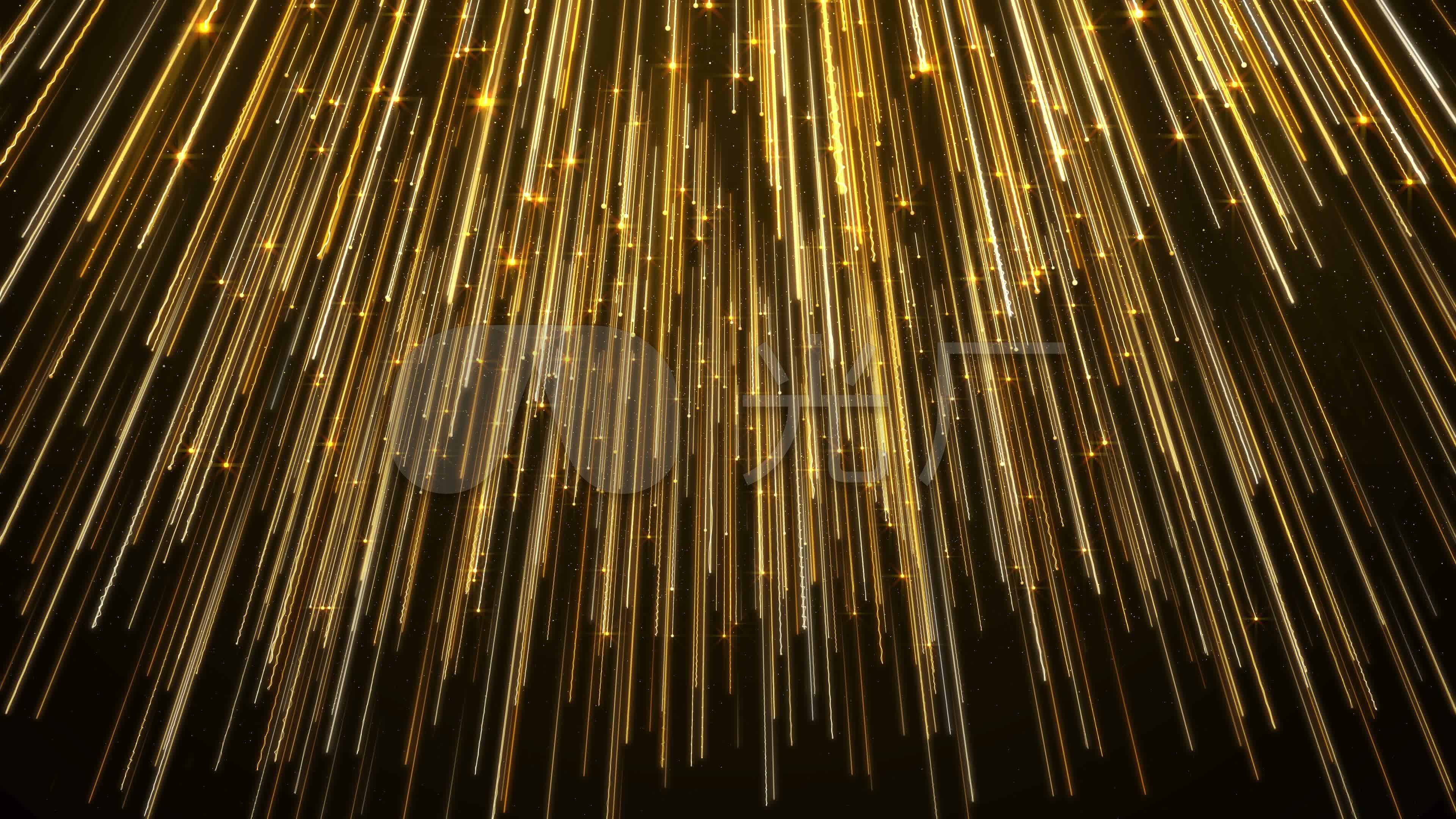 4k金色全息粒子光芒线条