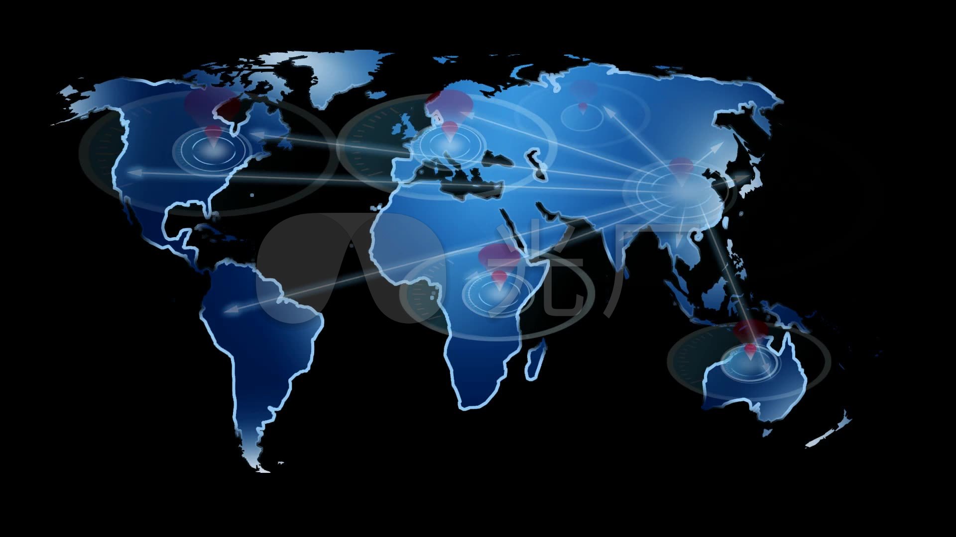 全球业务覆盖率世界地图简笔画_1920X1080_