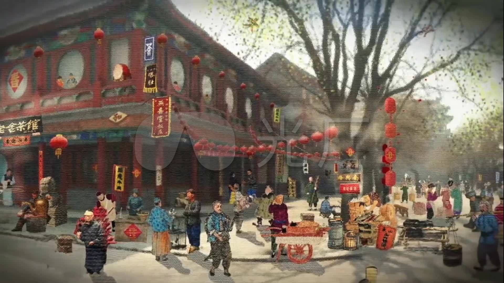 怀旧老北京前面糖葫芦街景led视频素材