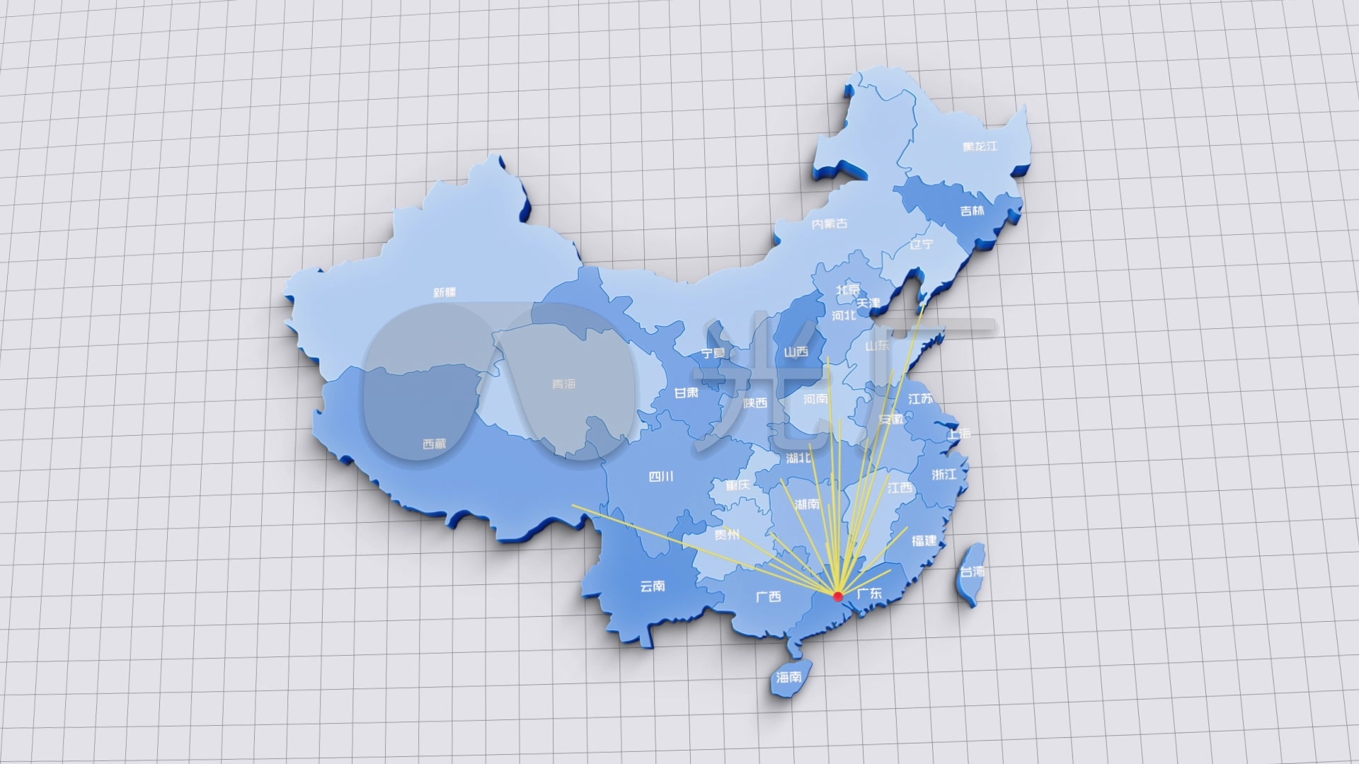 广东中国地图商业扩张辐射3d地图视频素材