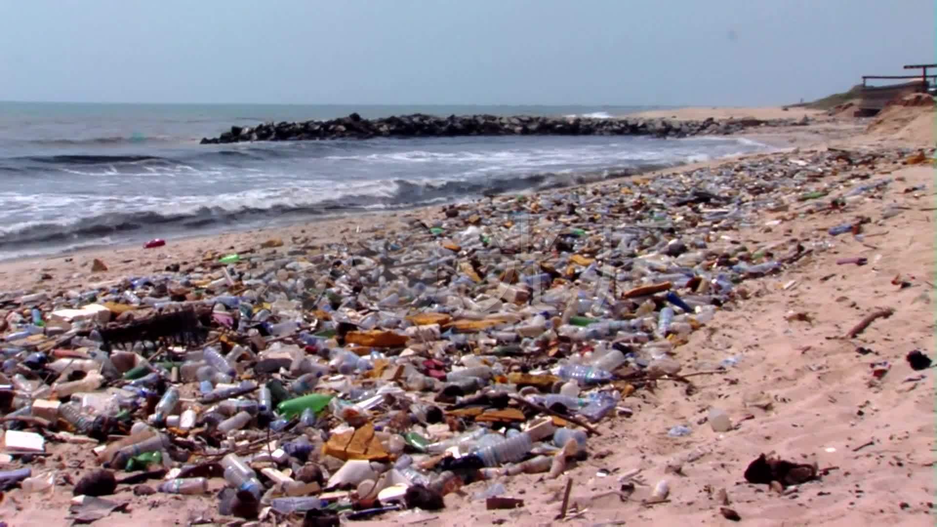环境污染垃圾污染海滩上垃圾废_1920x1080_高清视频