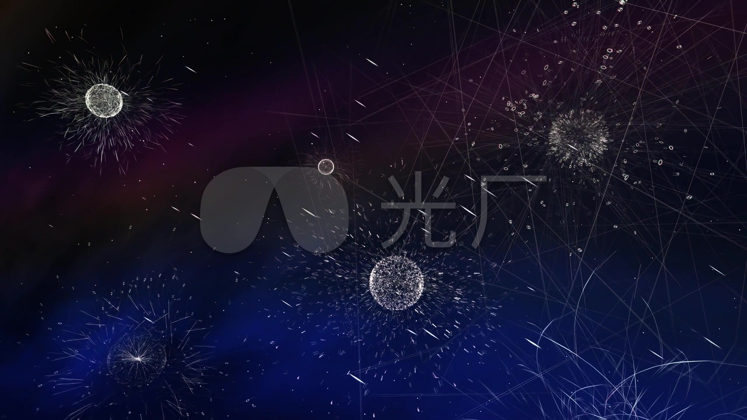 2k炫酷蓝色背景白色线框球体抽象创意视频