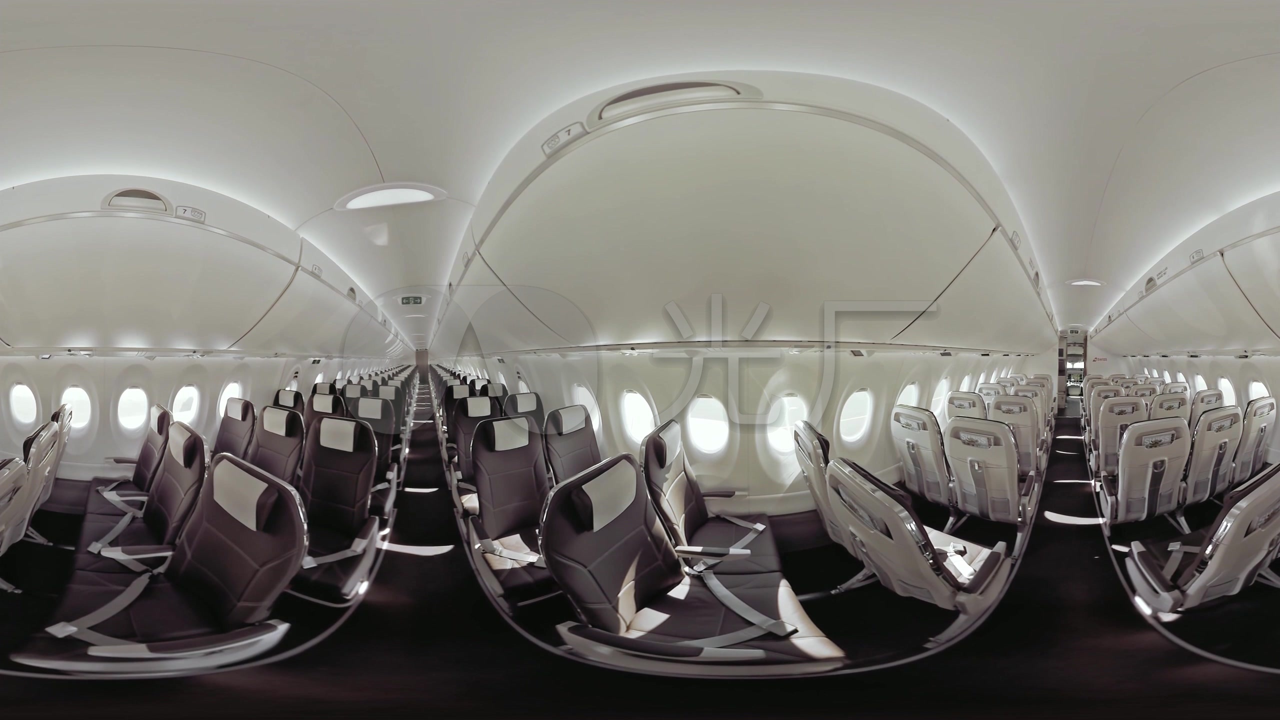 360度飞机内部结构全景展示_2560x1440_高清视频素材下载(编号