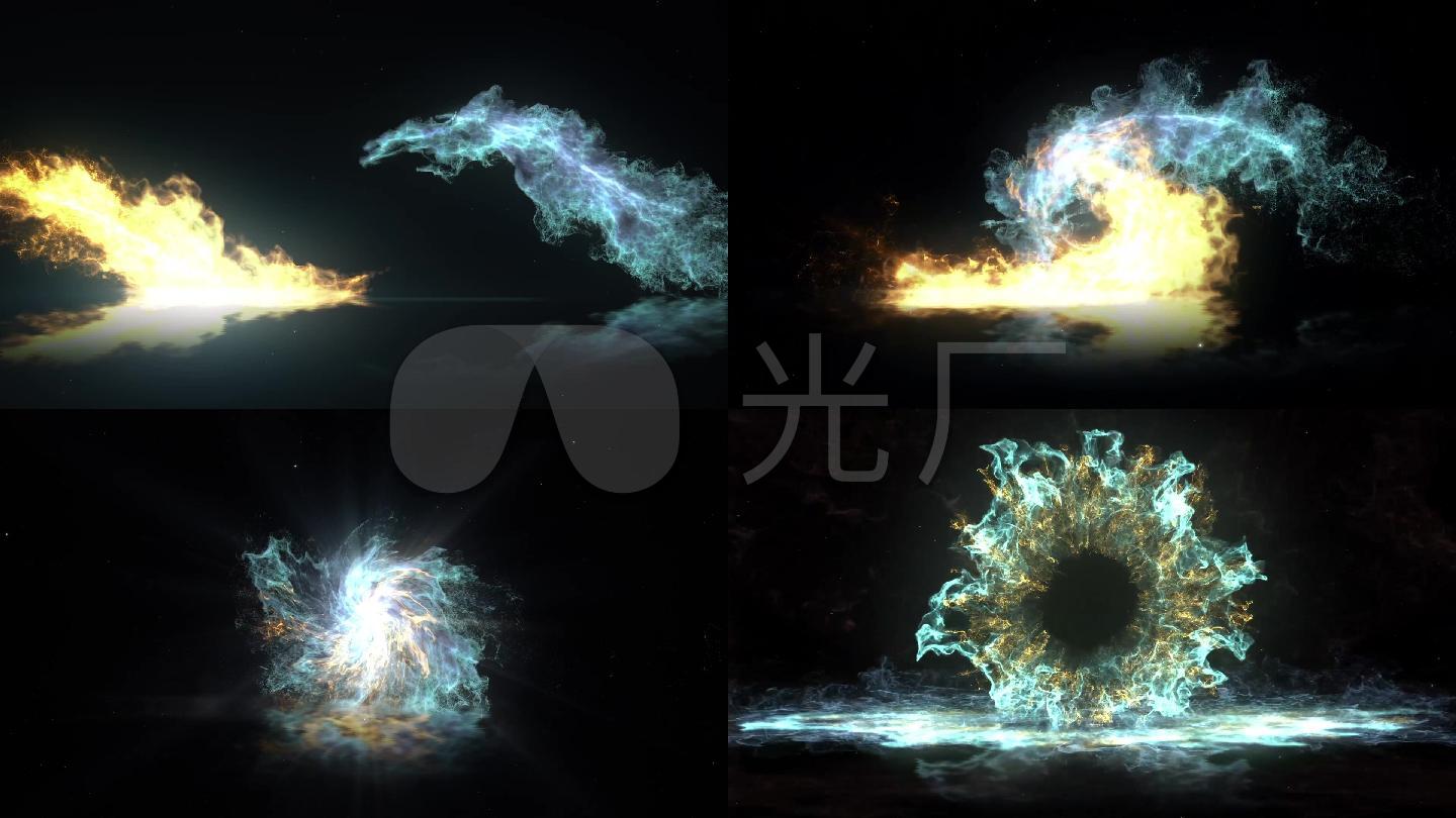 冰火粒子烟雾碰撞爆炸特效