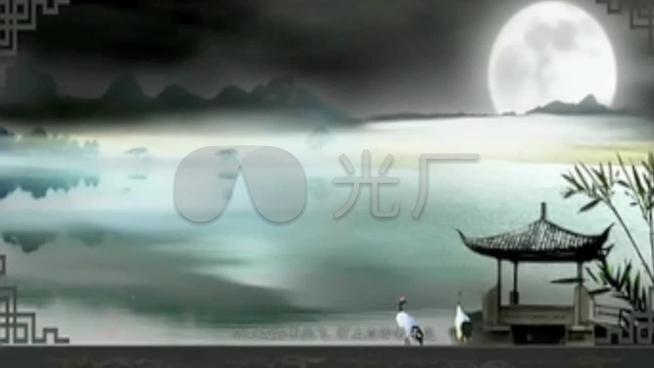 琵琶曲春江花月夜月亮落花河流仕女