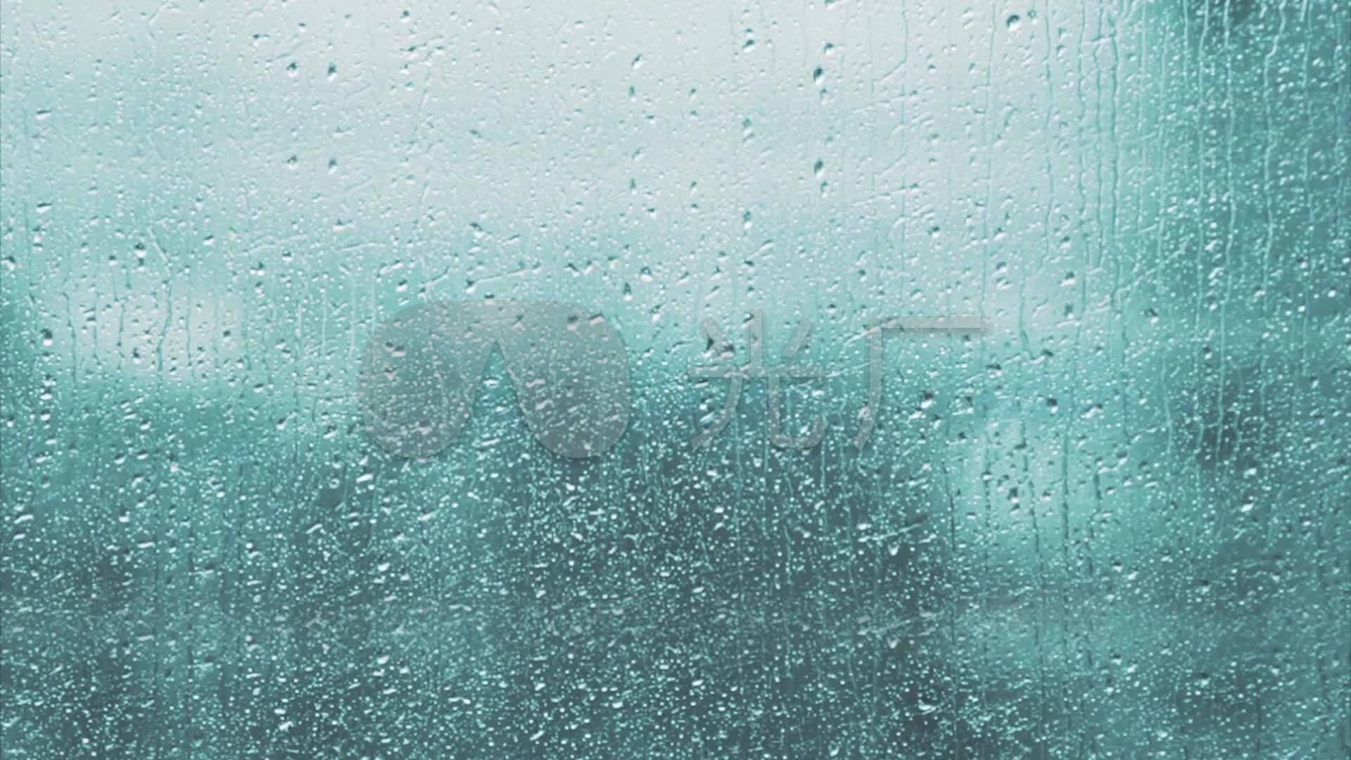 唯美玻璃窗上的水滴雨景视频背景素材_1920x1080_高清视频素材下载