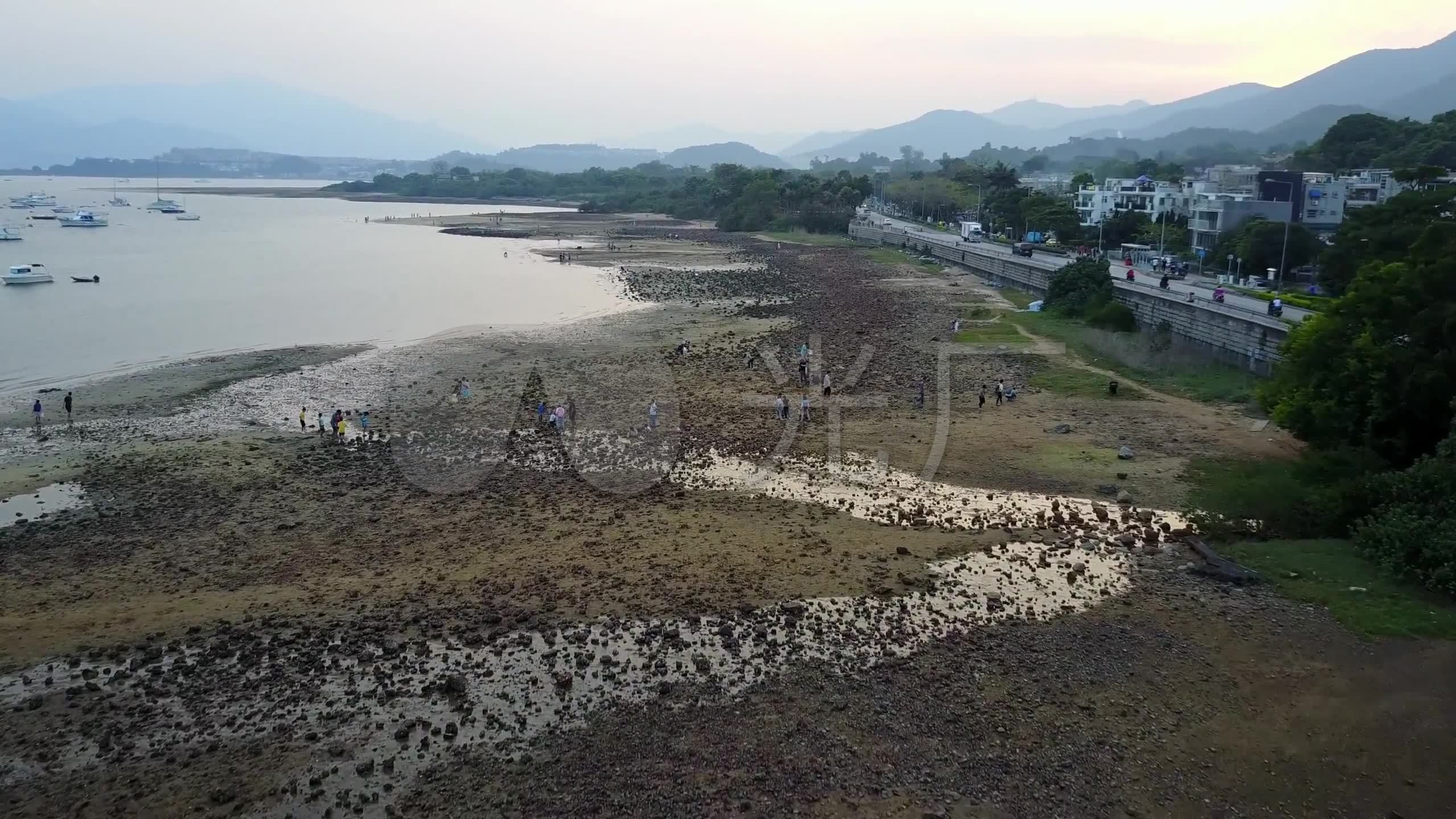 航拍香港船湾淡水湖大尾督港湾堤岸9699