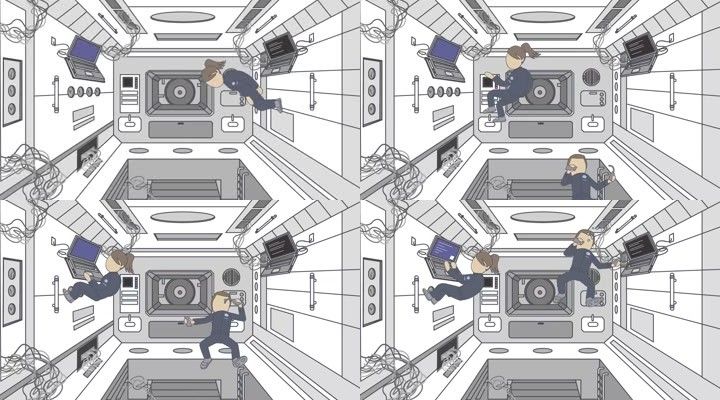 宇宙飞船空间站宇航员工作卡通动画片视频