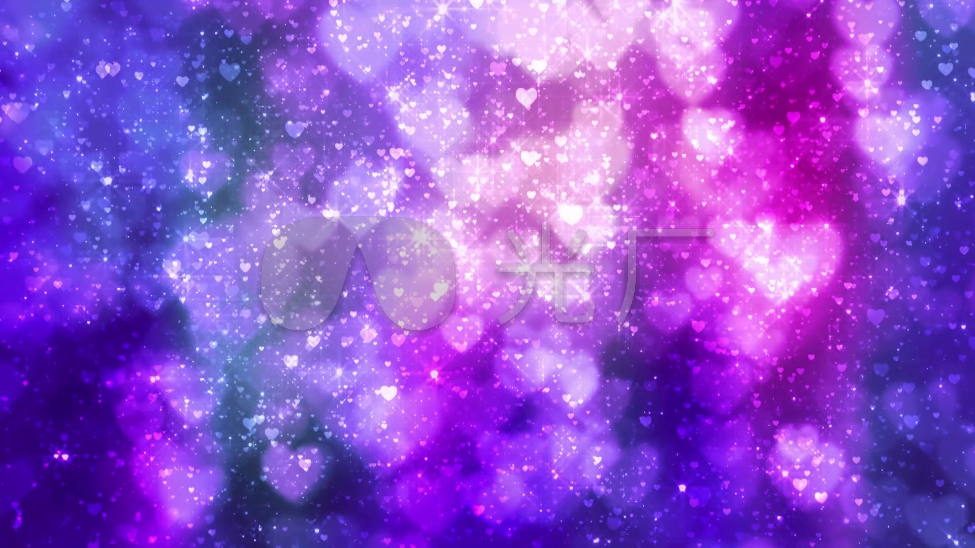 紫色梦幻闪光心型粒子背景
