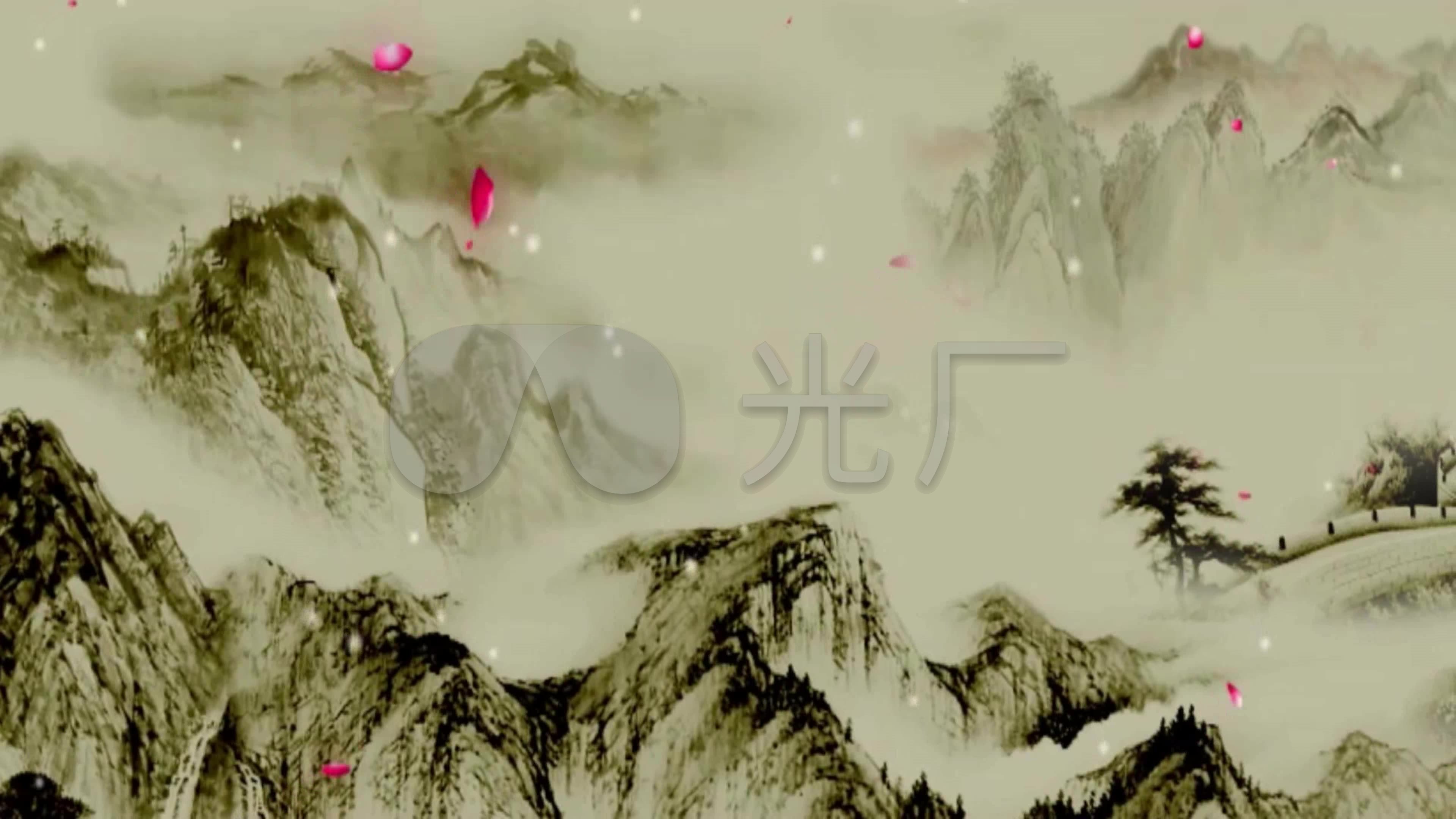 古山水画《寒鸦戏水》配曲4k_3840x2160_高清视频素材