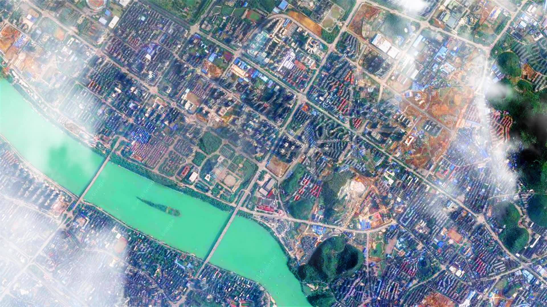 太空俯冲地球定位柳州市卫星地图企业宣传片_