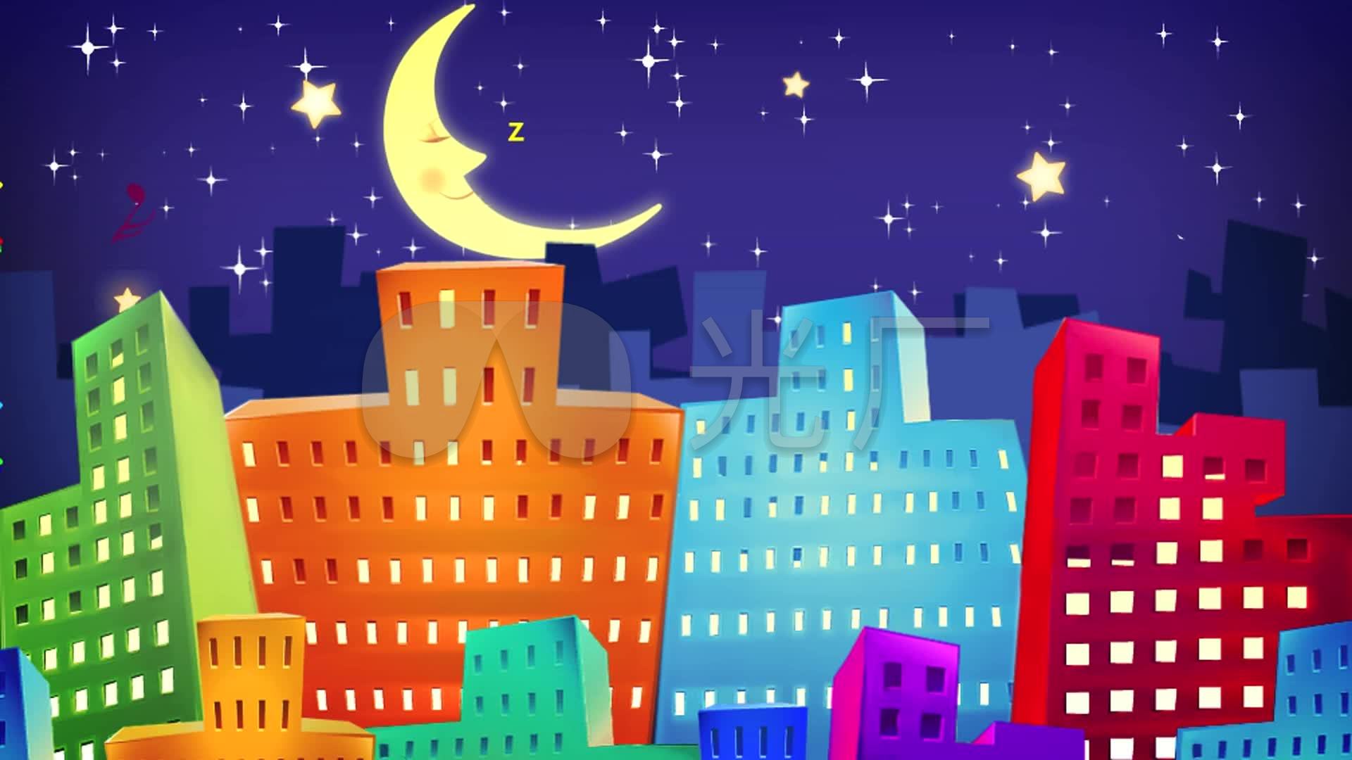 城市的夜空卡通视频素材_1920x1080_高清视频素材下载