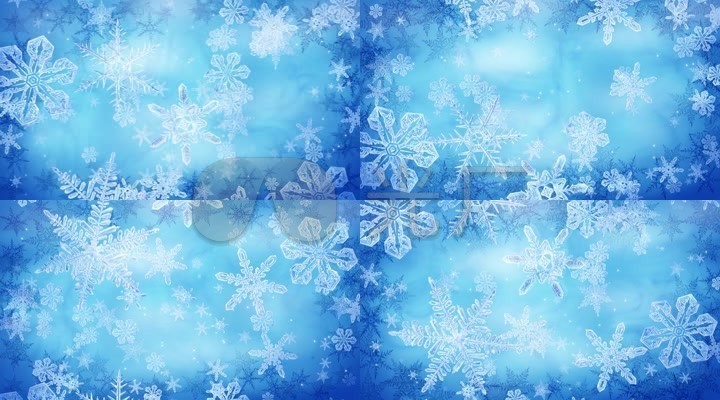 蓝色背景雪花下落
