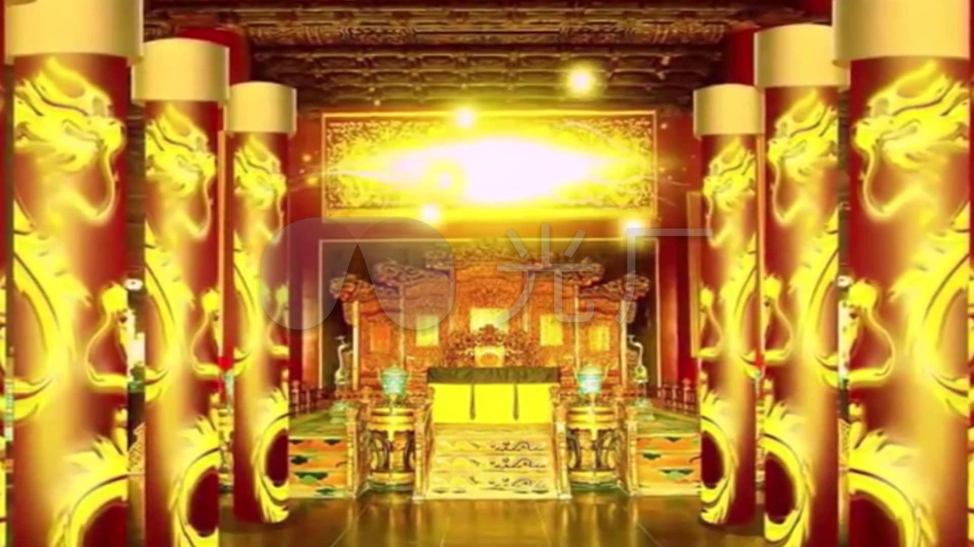 金色皇宫古代龙椅led大屏幕背景视频