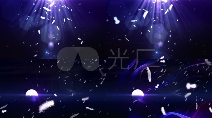 唯美羽毛光效眩光柔美大气空间梦幻蓝色月