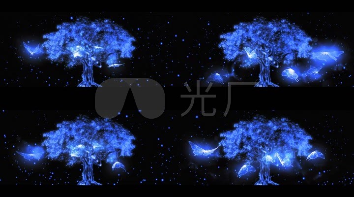 星空大树变换蝴蝶飞舞浪漫温馨空灵背景动态太空星系宇宙下落安静唯美