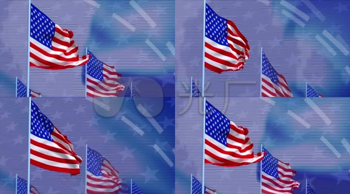 美国国旗5,一排飘扬的星条旗