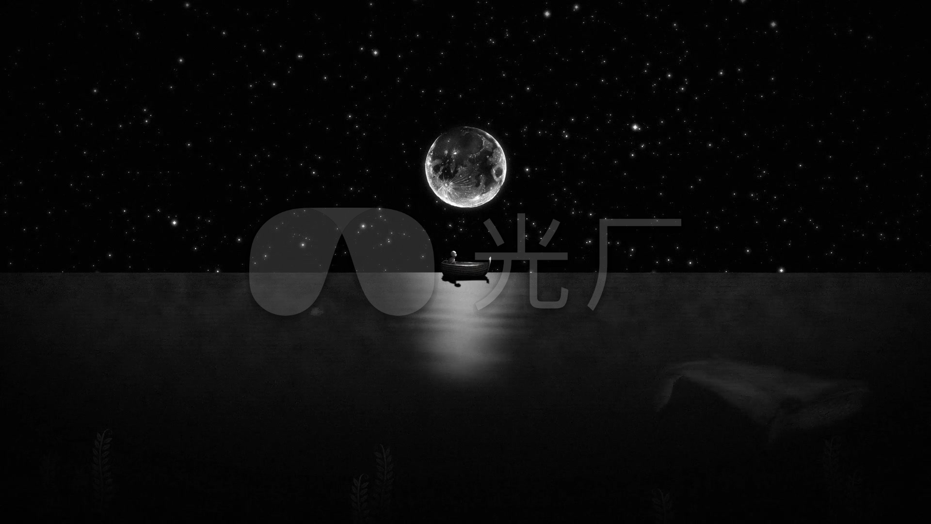 孤独夜月亮背景_1920x1080_高清视频素材下载(编号:)