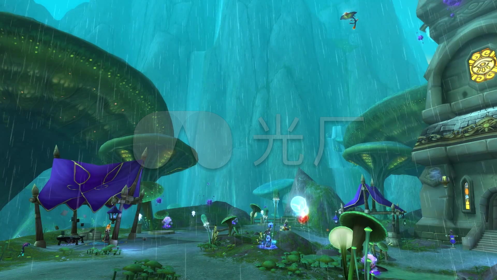梦幻外星世界下雨_1920x1080_高清视频素材下载(编号