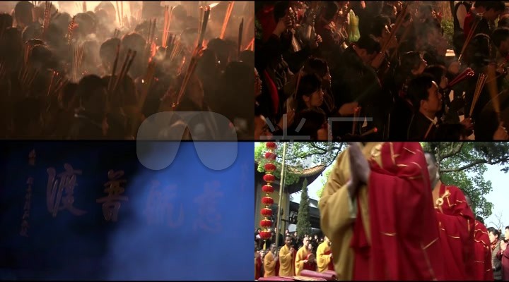 佛教和尚寺庙念经烧香拜佛