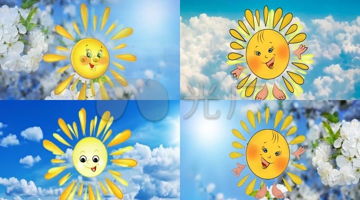 有趣的是童年的阳光全高清1080p蓝天白云阳光童话卡通笑脸