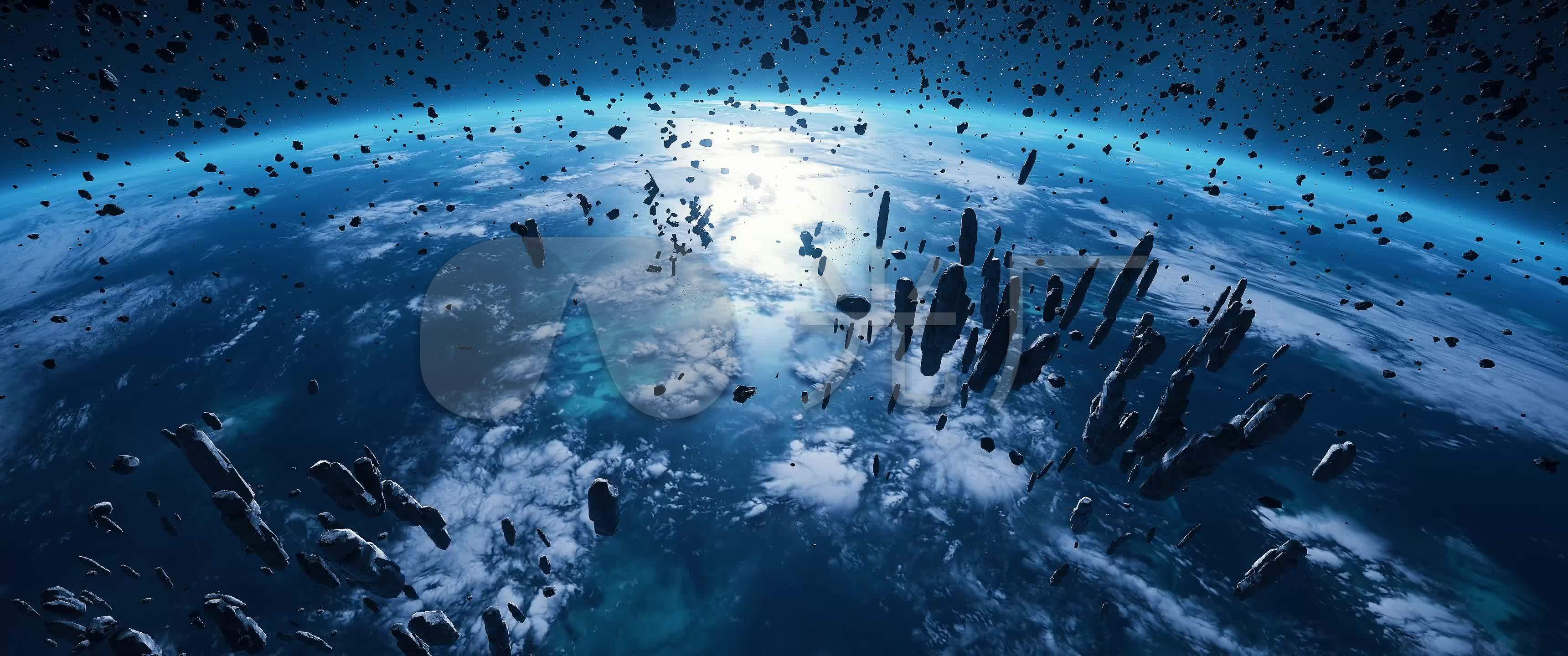 4k外太空漂浮的岩石_3440x1440_高清视频素材下载(:)