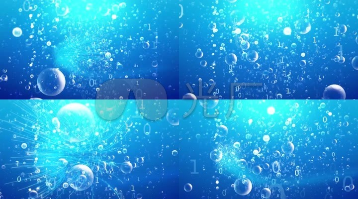 科技感数字蓝色海底泡泡上升素材_19201080_高清