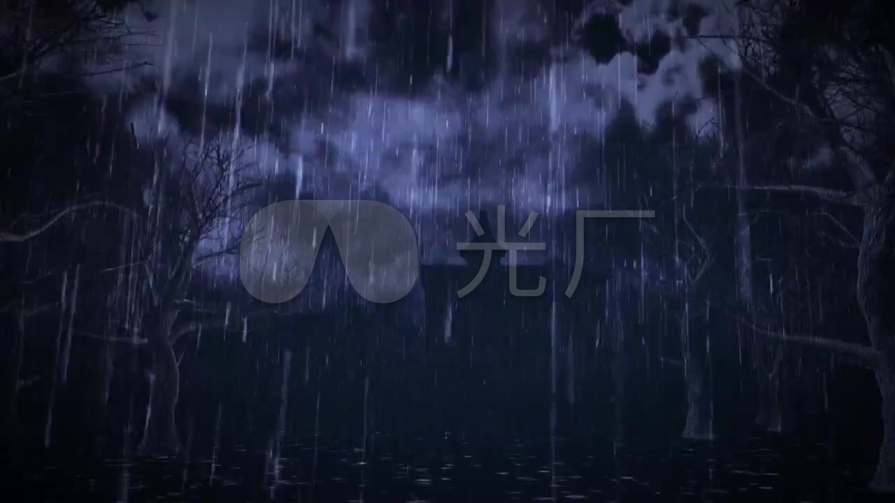 雷雨交加林中阴森的城堡