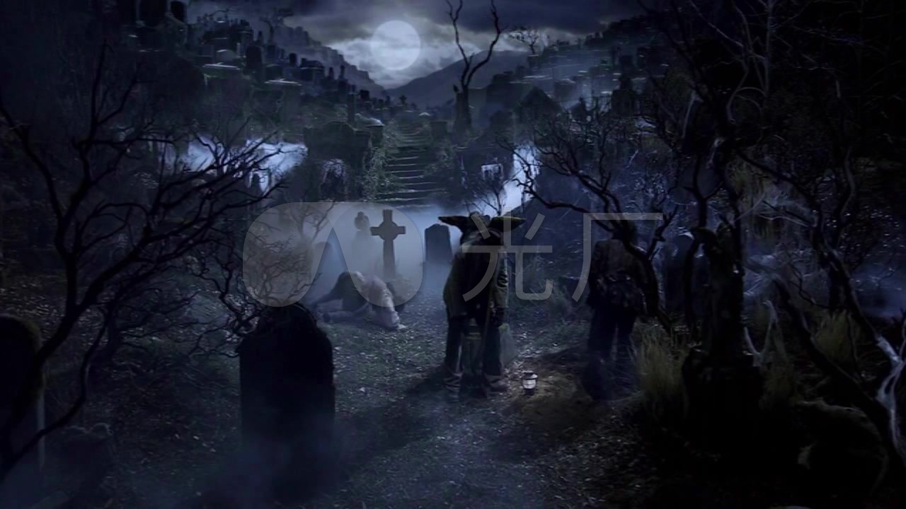 墓地妖魔鬼怪僵尸鬼魂恐怖动物_1280x720_高清视频素材下载(编号