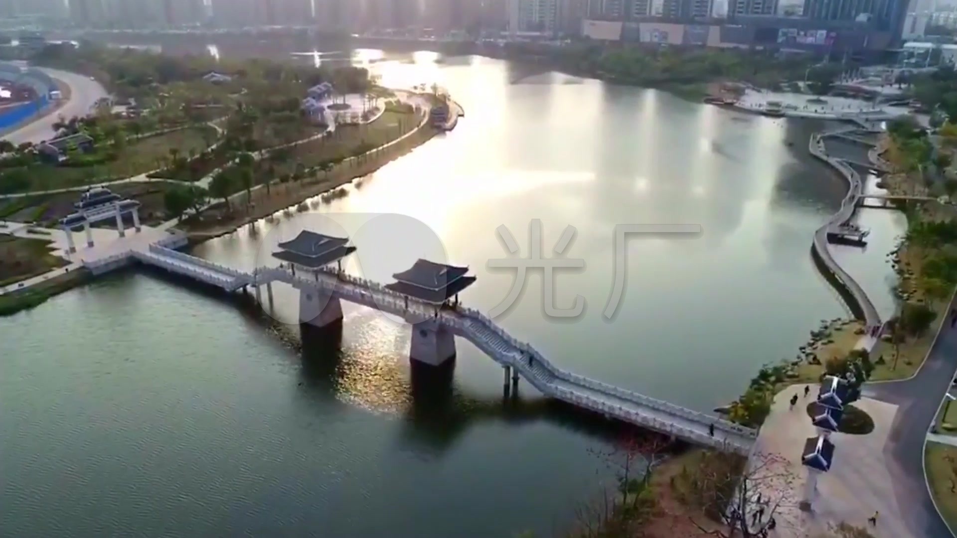 航拍广东惠州金山湖公园美景