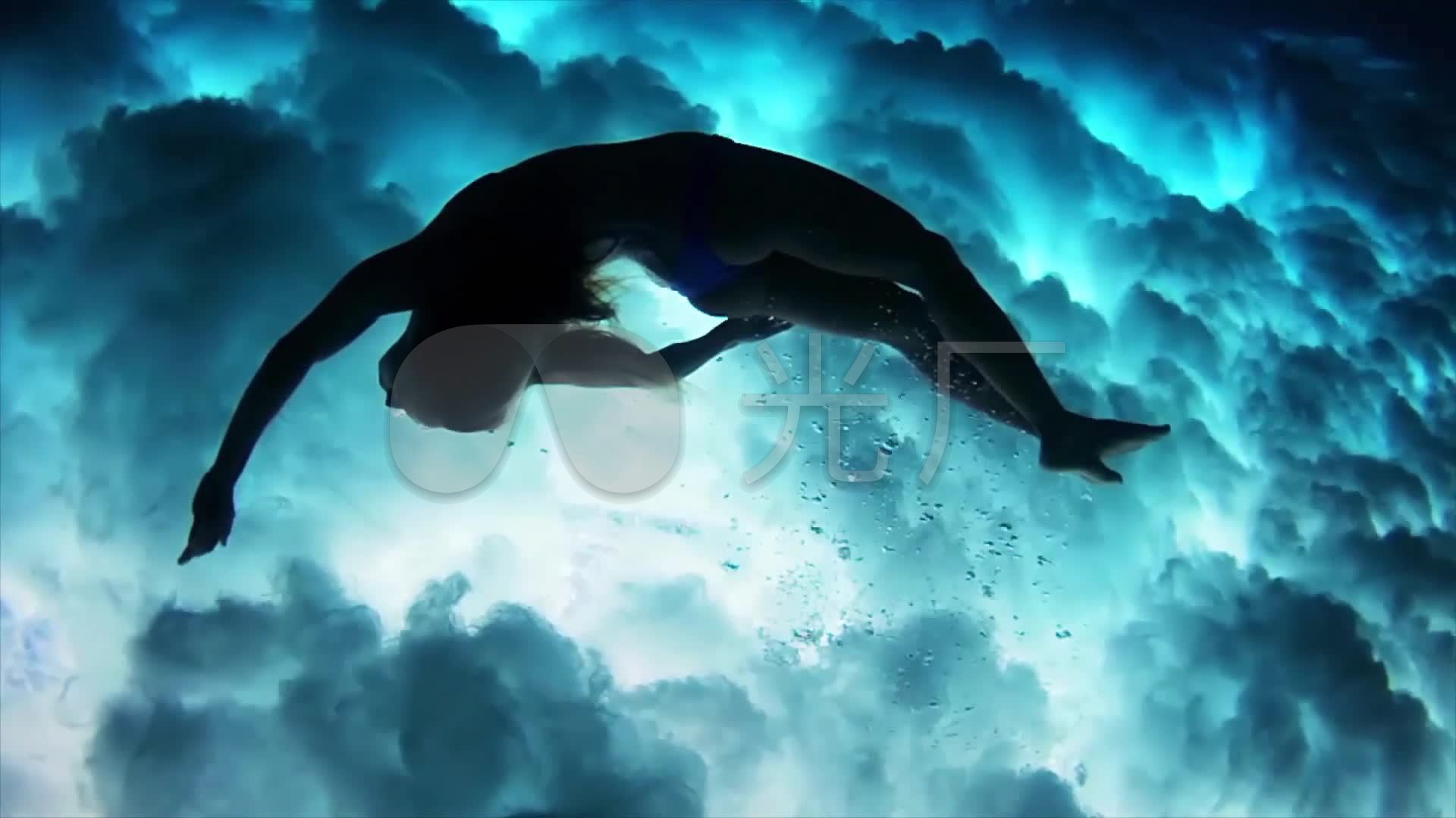水水中潜水游泳唯美比基尼舞蹈_1920x1080_高清视频素材下载(编号