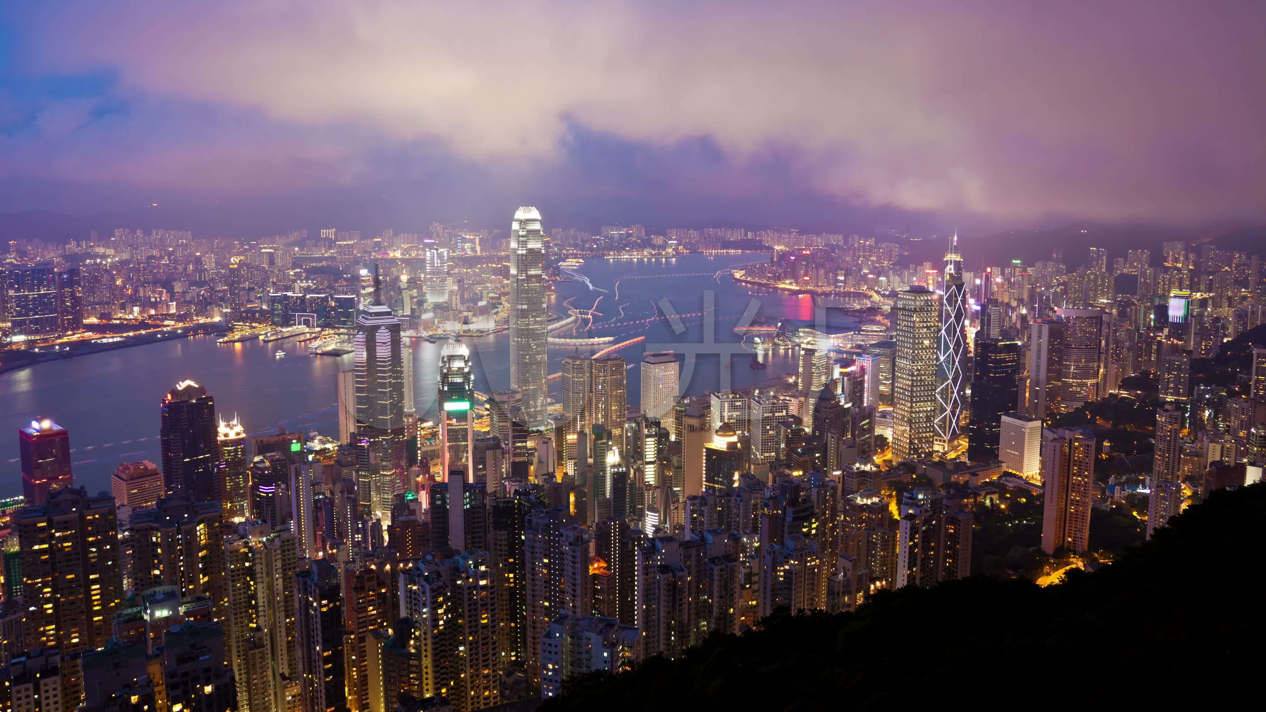 4k高清延时拍摄香港夜景维多利亚港_4096x2304_高清