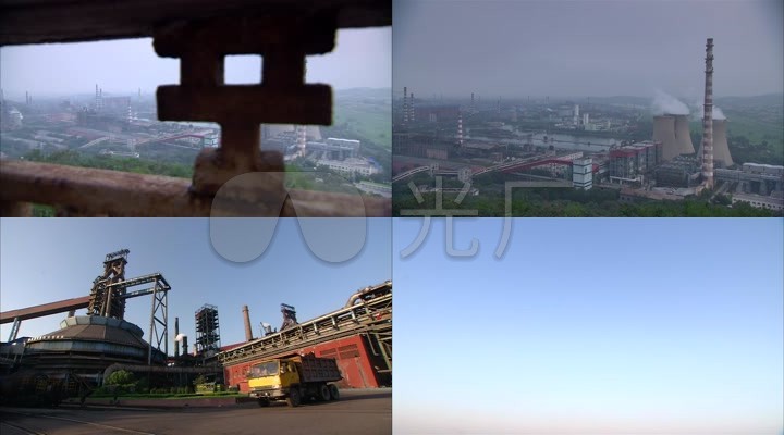 北京首钢钢铁厂鸟瞰重工业生产