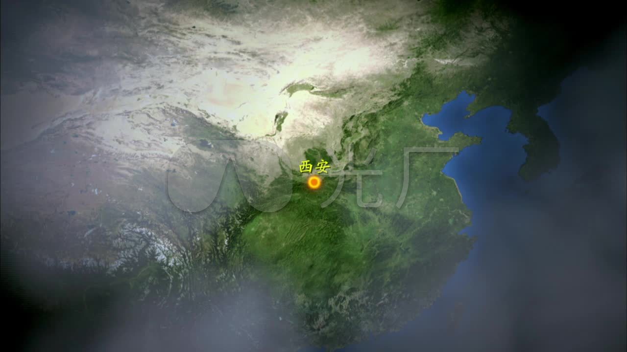 西安地图动画三维卫星地图陕西_1280X720_高