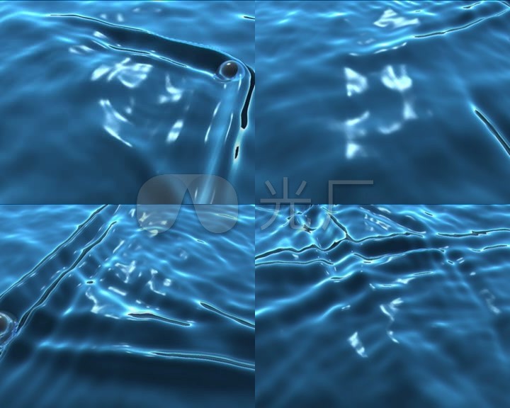 珠子掠过水面产生波纹涟漪动画背景过场