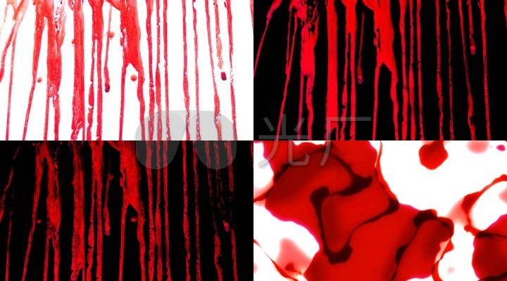 视频素材 影视包装 影视特效 四款血液流下滴下喷血恐怖  上传