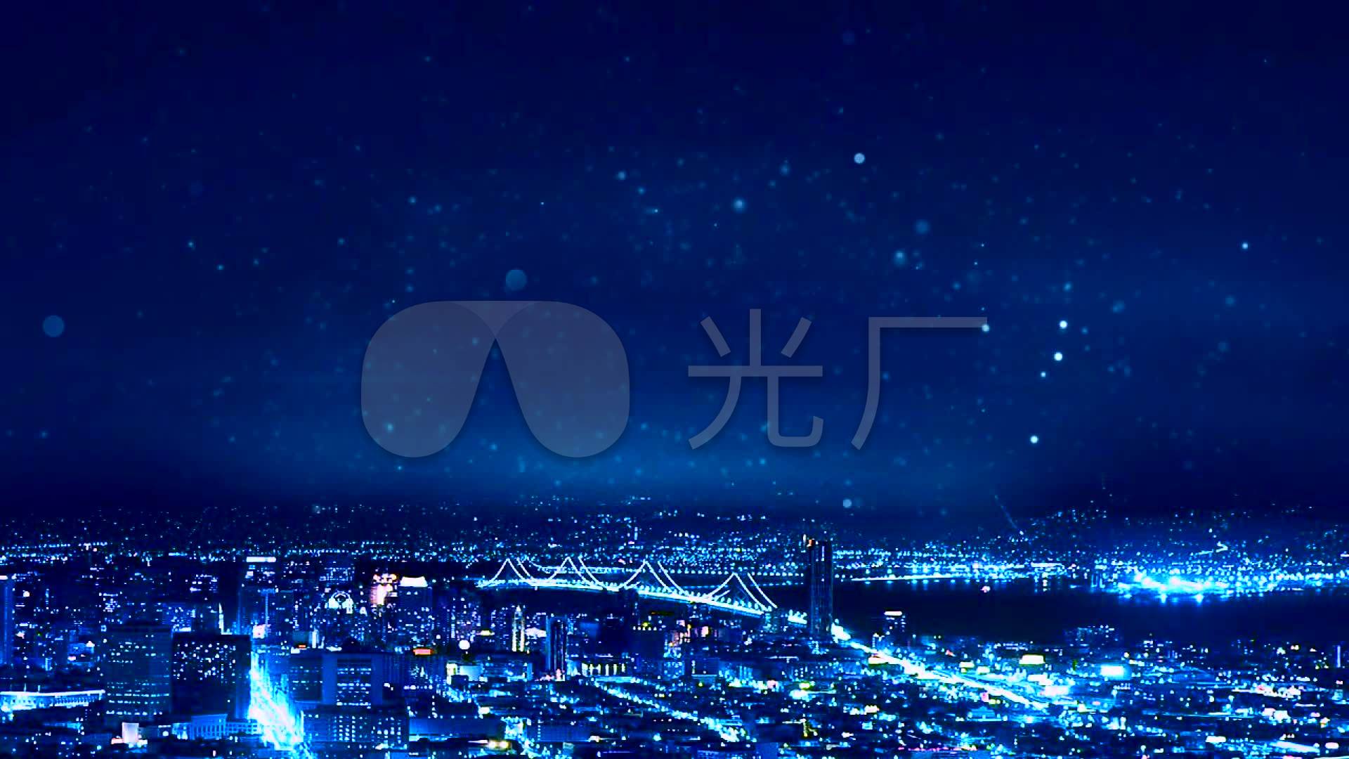 蓝色夜空下的城市背景_1920x1080_高清视频素材下载