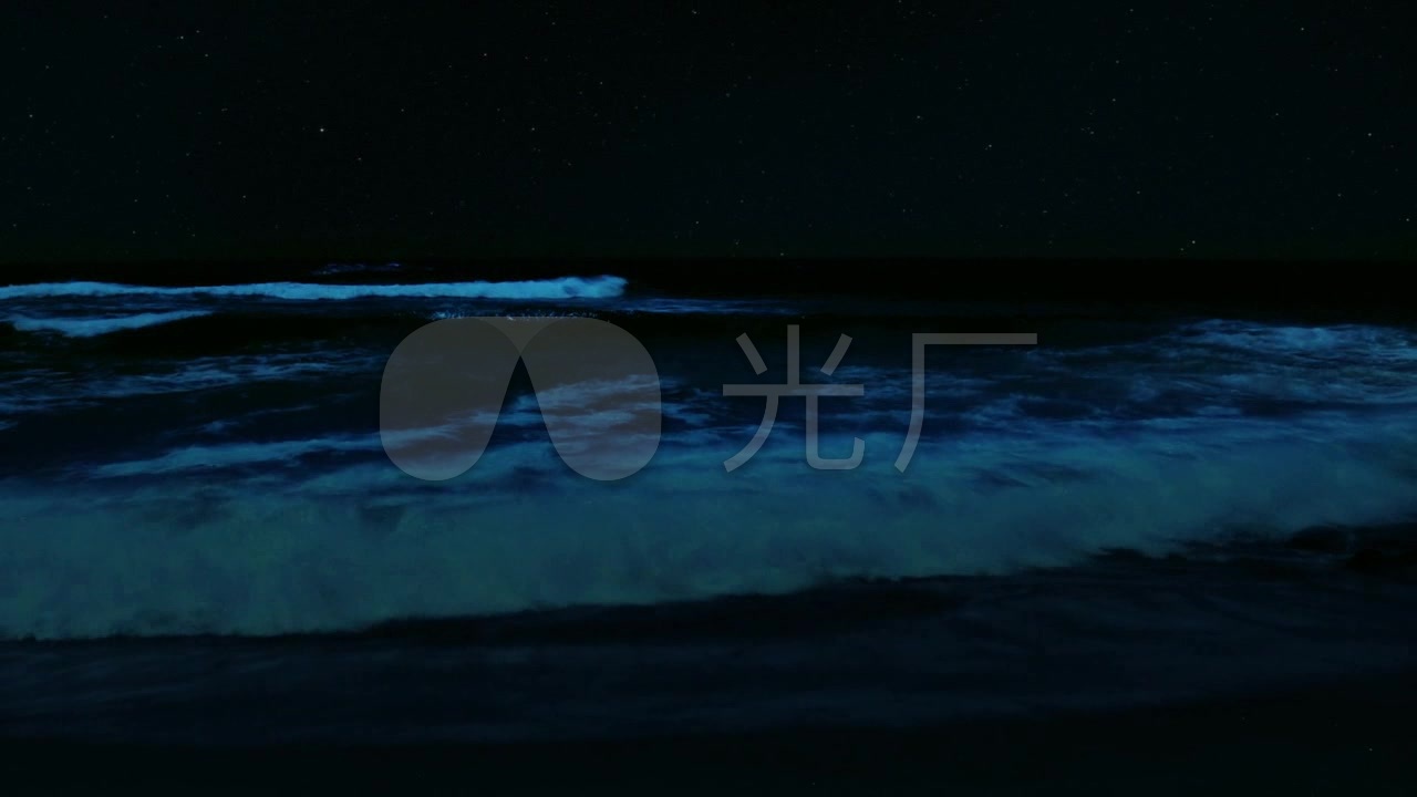 夜晚海景大海海浪海边海洋夜空
