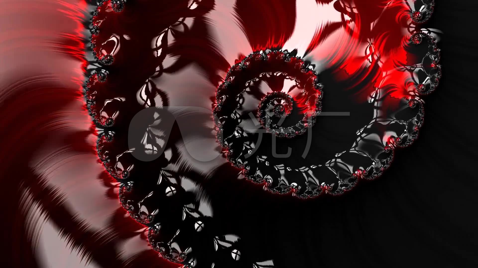 红黑螺旋分形笔触旋转vj迷幻背景_1920x1080_高清视频