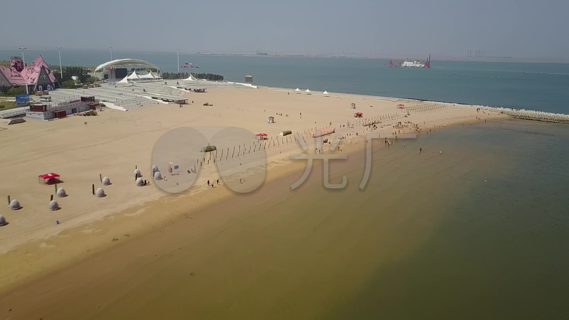 航拍潍坊北海大海滨海海边景区