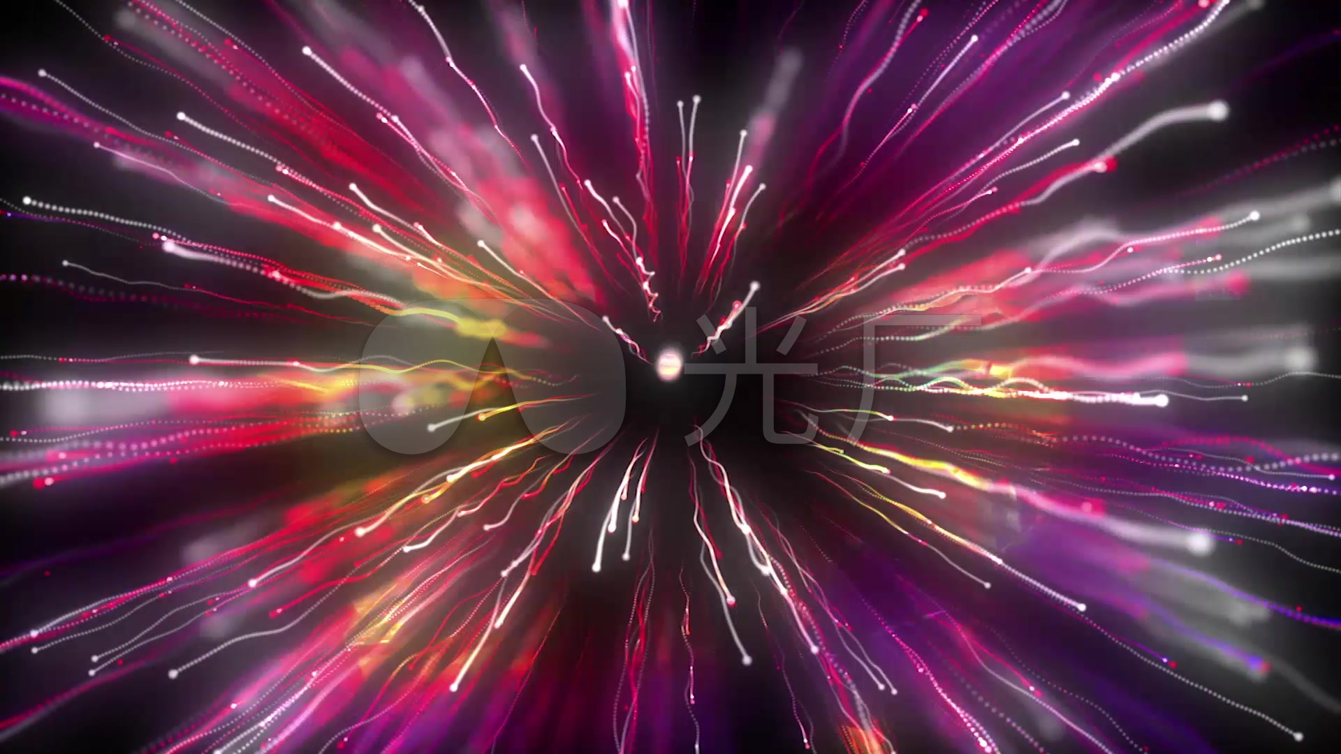 绚丽碰撞爆炸状炫彩线状粒子节奏背景_1920x1080_高清